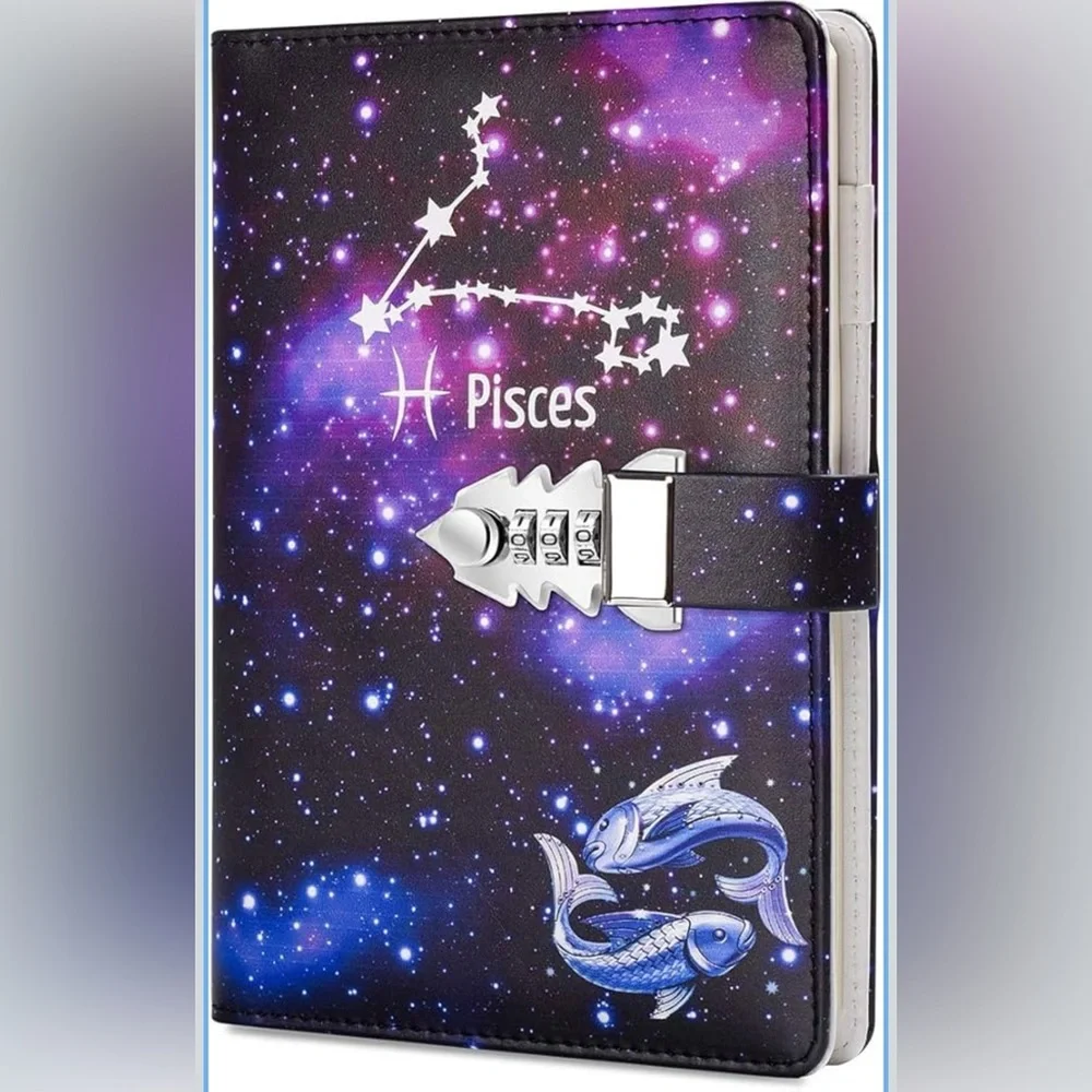 ✨Pisces Zodiac Lock Journal – Celestial Galaxy Design